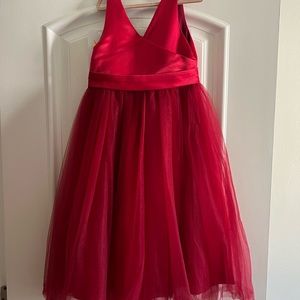 Red sleeveless tulle kids dress